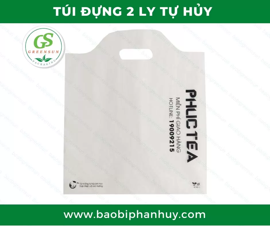 Túi đựng 2 ly - Túi đựng ly tự hủy sinh học thương hiệu Greensun chất lượng, giá rẻ