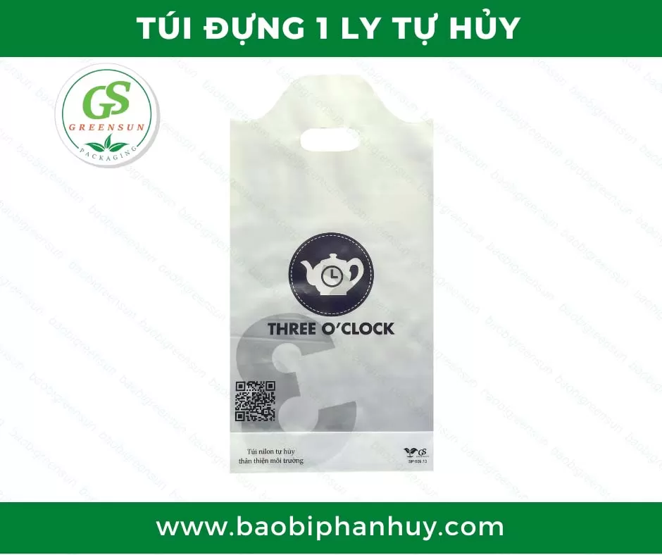 Túi đựng ly 1 ly - Túi tự hủy sinh học thương hiệu Greensun