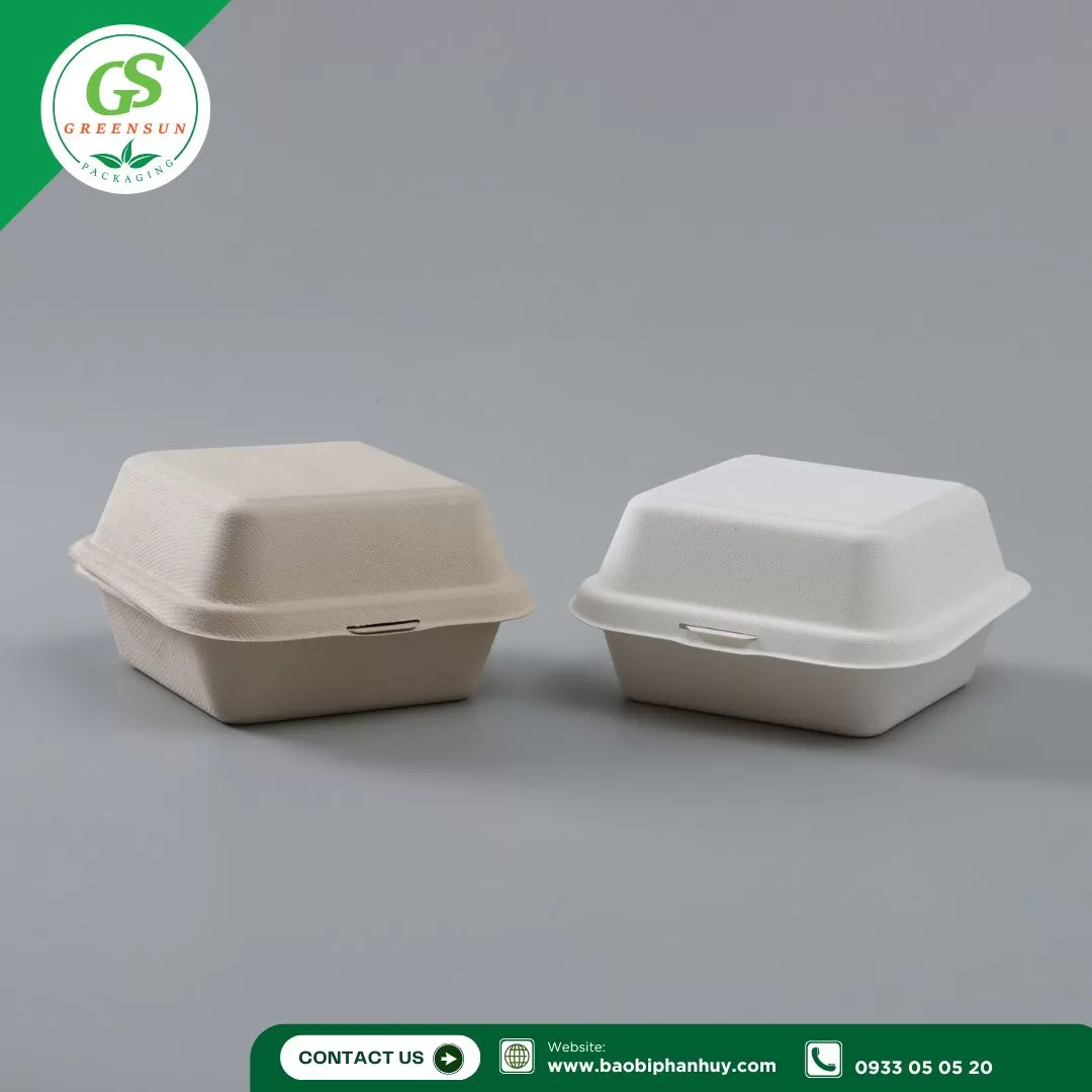 Hộp bã mía vuông 500ml đựng bánh