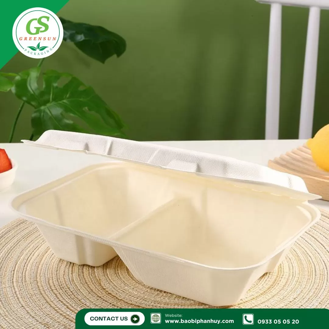 Hộp Bã Mía 2 Ngăn 1000ml