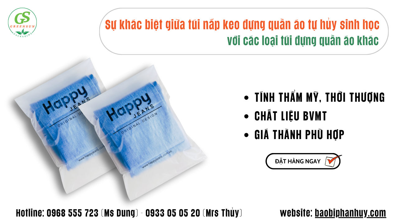 túi nắp keo đựng quần áo in logo thương hiệu