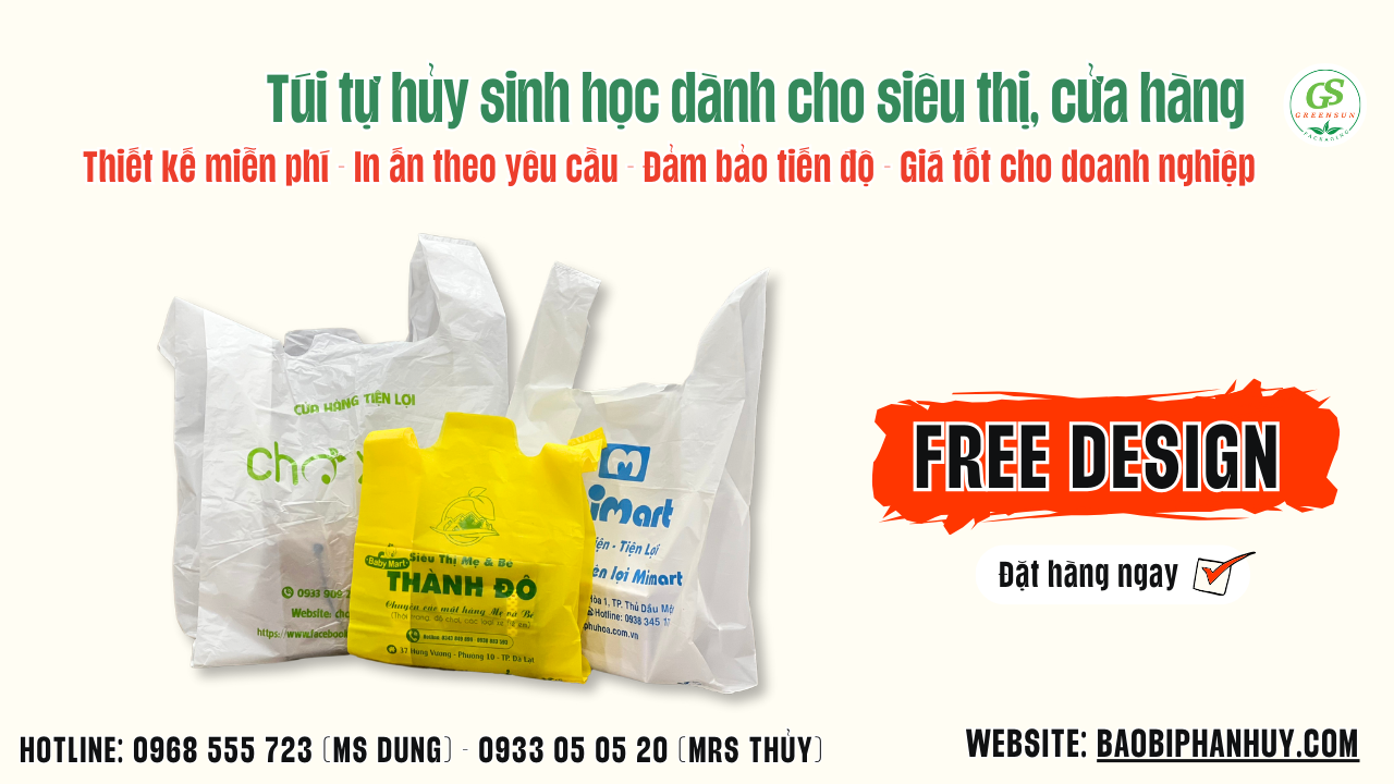 Túi phân hủy hai quai giá tốt phân phối toàn quốc