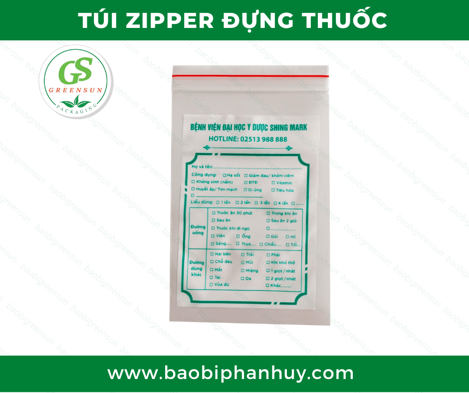 Túi zipper đựng thuốc tự hủy sinh học giá rẻ, chất lượng thương hiệu Greensun