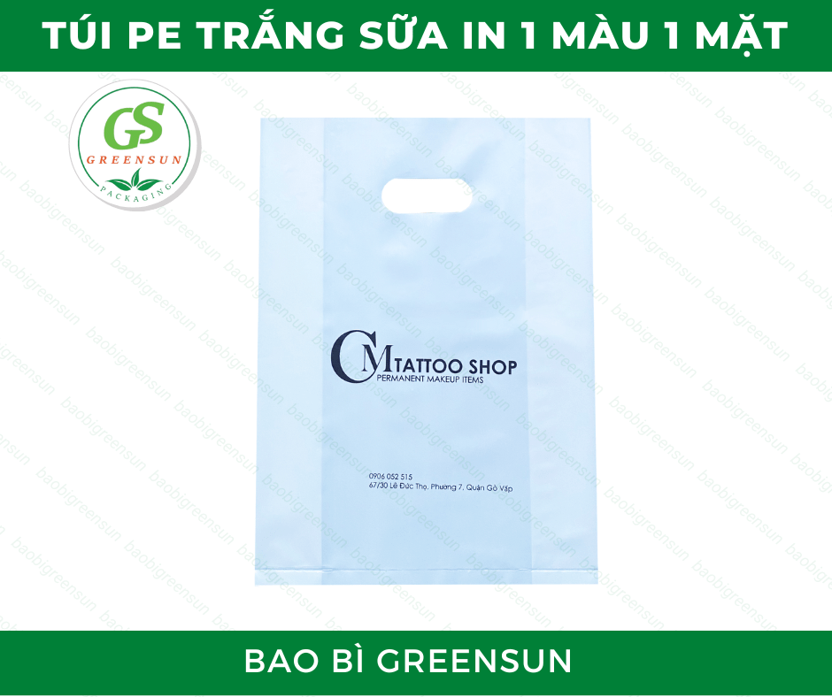 Túi PE trắng sữa in 1 màu 1 mặt thương hiệu Greensun