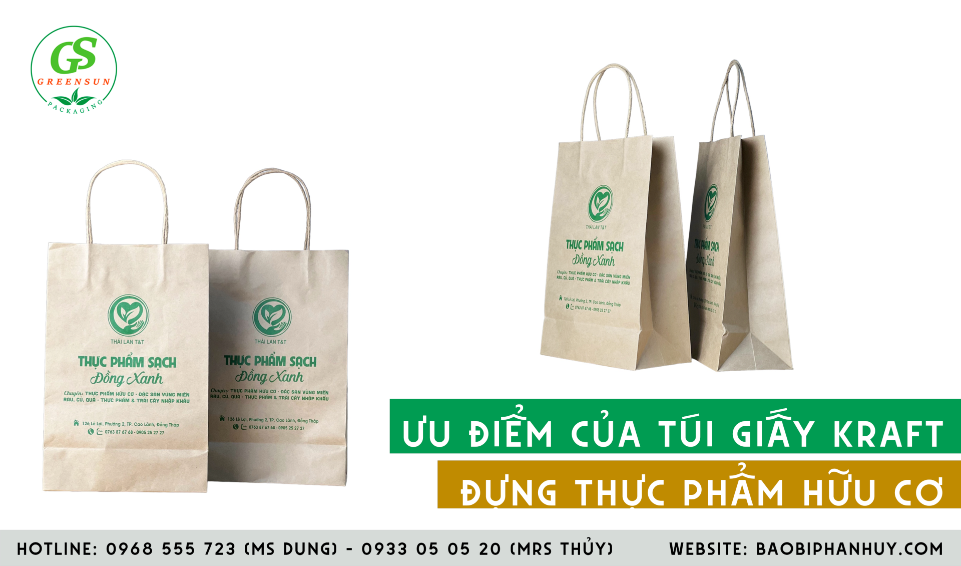 Túi giấy kraft đựng thực phẩm hữu cơ Bao Bì Greensun