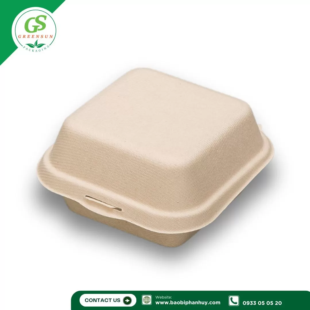 Hộp bã mía vuông 500ml đựng bánh