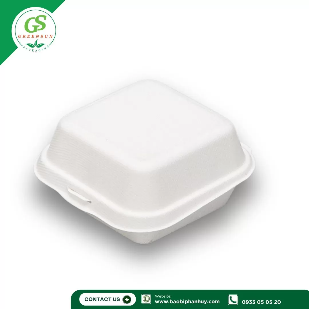 Hộp bã mía vuông 500ml đựng bánh