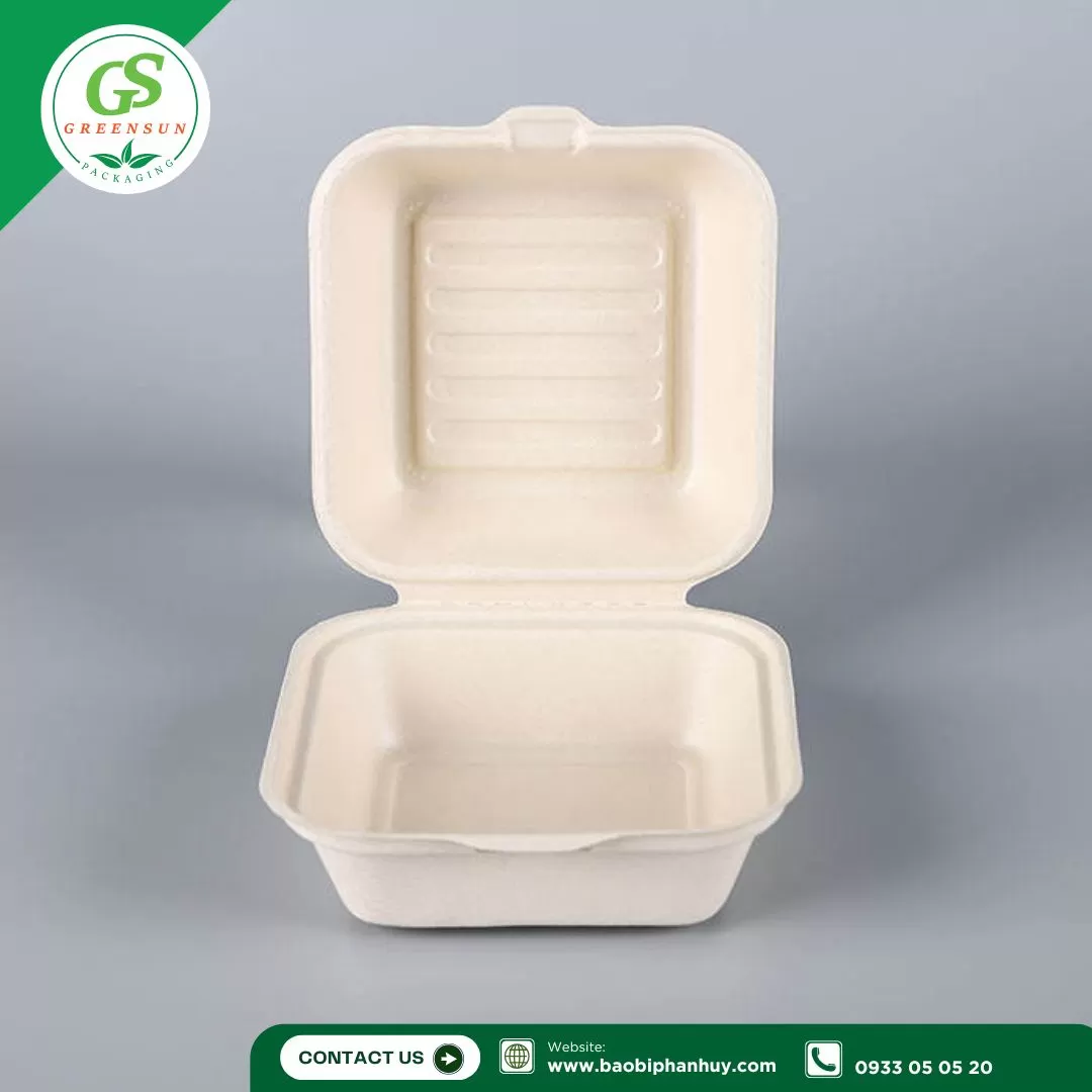 Hộp bã mía vuông 500ml đựng bánh