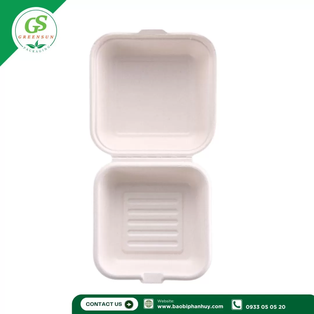 Hộp bã mía vuông 500ml đựng bánh