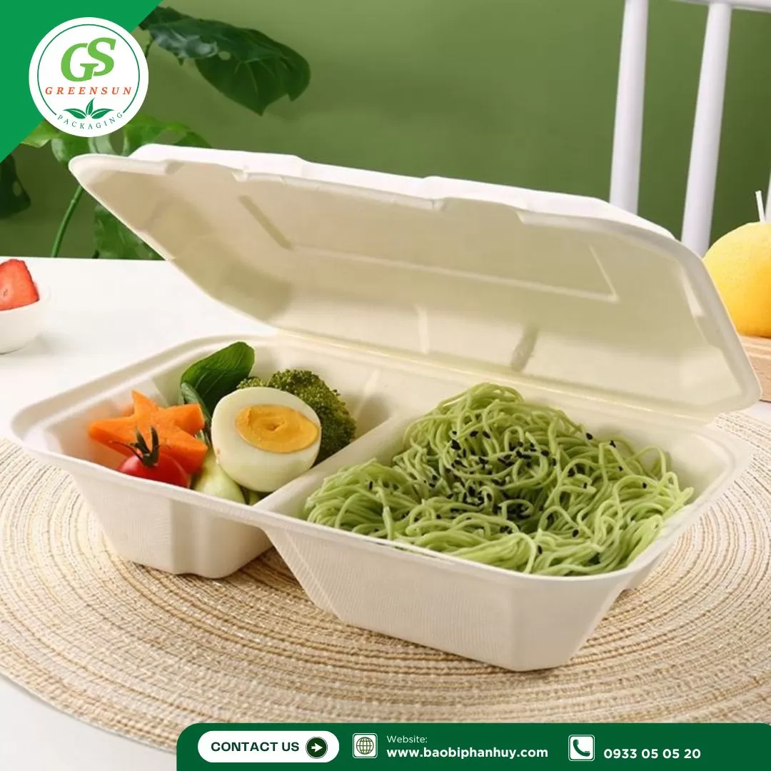 Hộp Bã Mía 2 Ngăn 1000ml