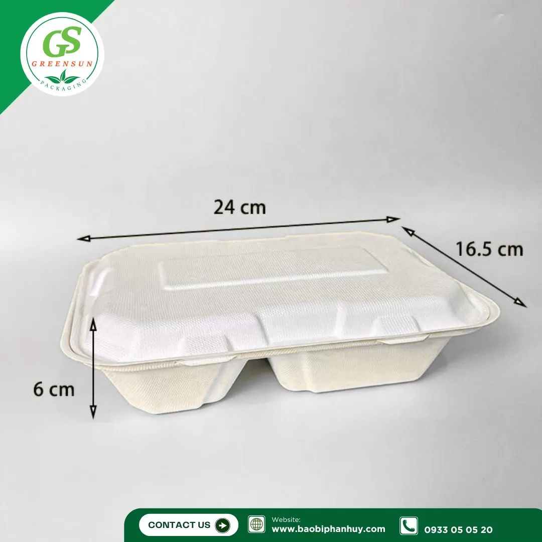 Hộp Bã Mía 2 Ngăn 1000ml
