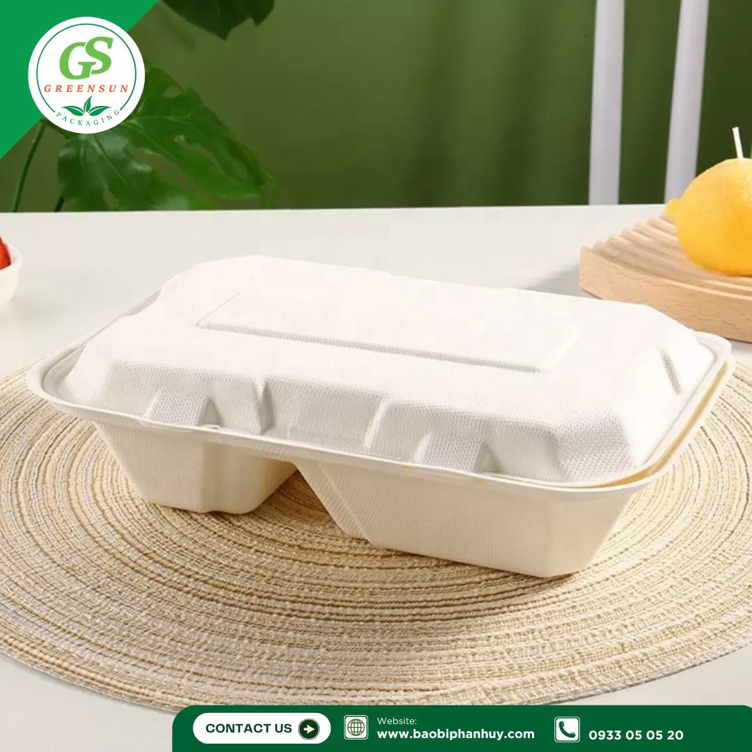 Hộp Bã Mía 2 Ngăn 1000ml