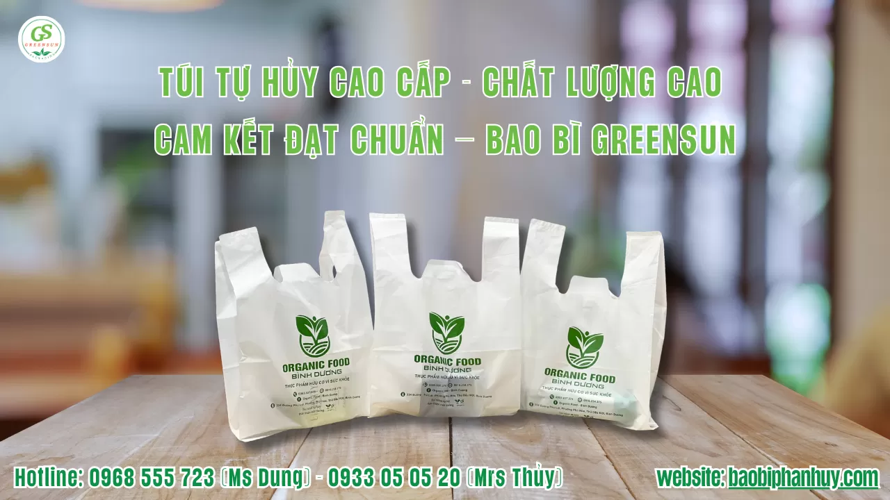 Túi Tự Phân Hủy Hai Quai Đựng Hàng – Giải Pháp Bao Bì Xanh An Toàn & Tiện Lợi