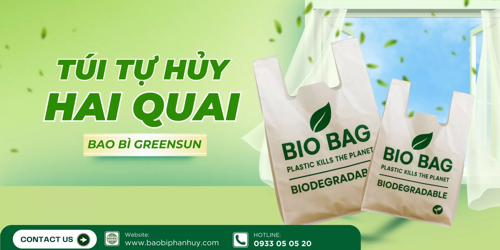 Túi Tự Phân Hủy Hai Quai Tiện Lợi Cho Mua Sắm Hằng Ngày