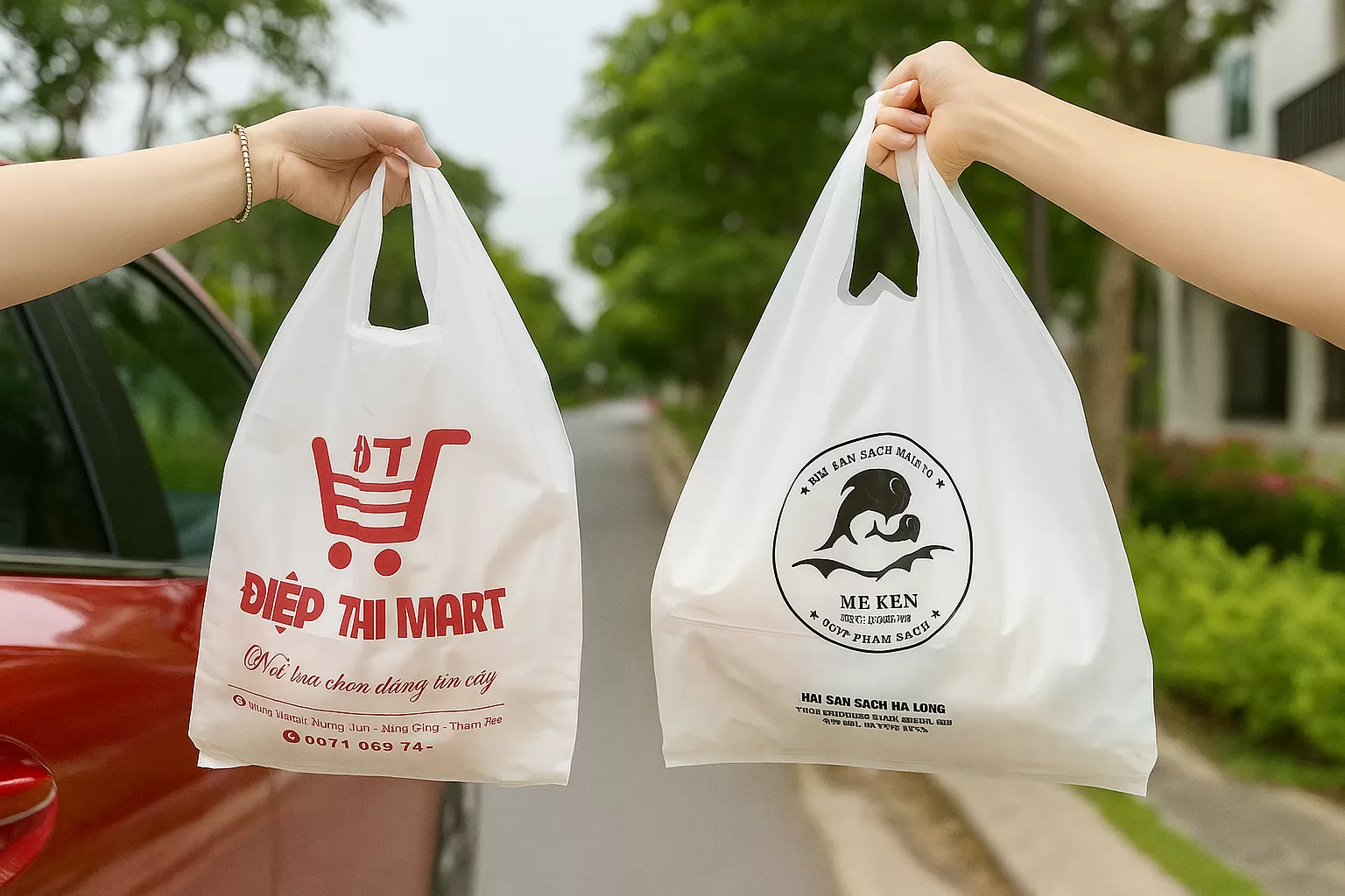 Túi tự hủy hai quai chịu lực tốt – chống rách và đựng nặng